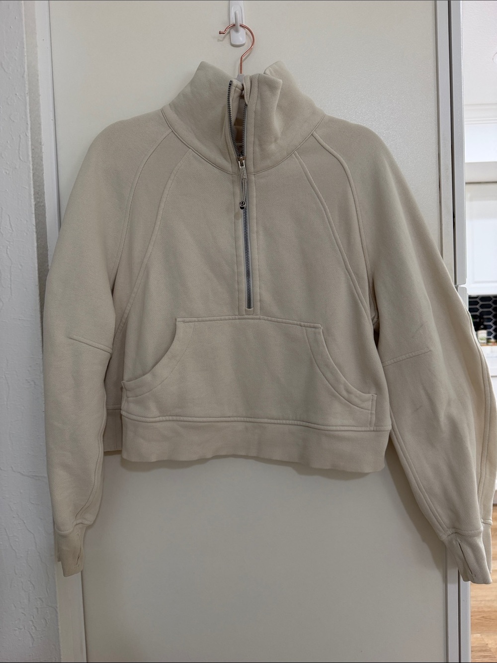 lululemon athletica Scuba Cropped Quarter Zip in Cream Sweatshirt | XS/S
